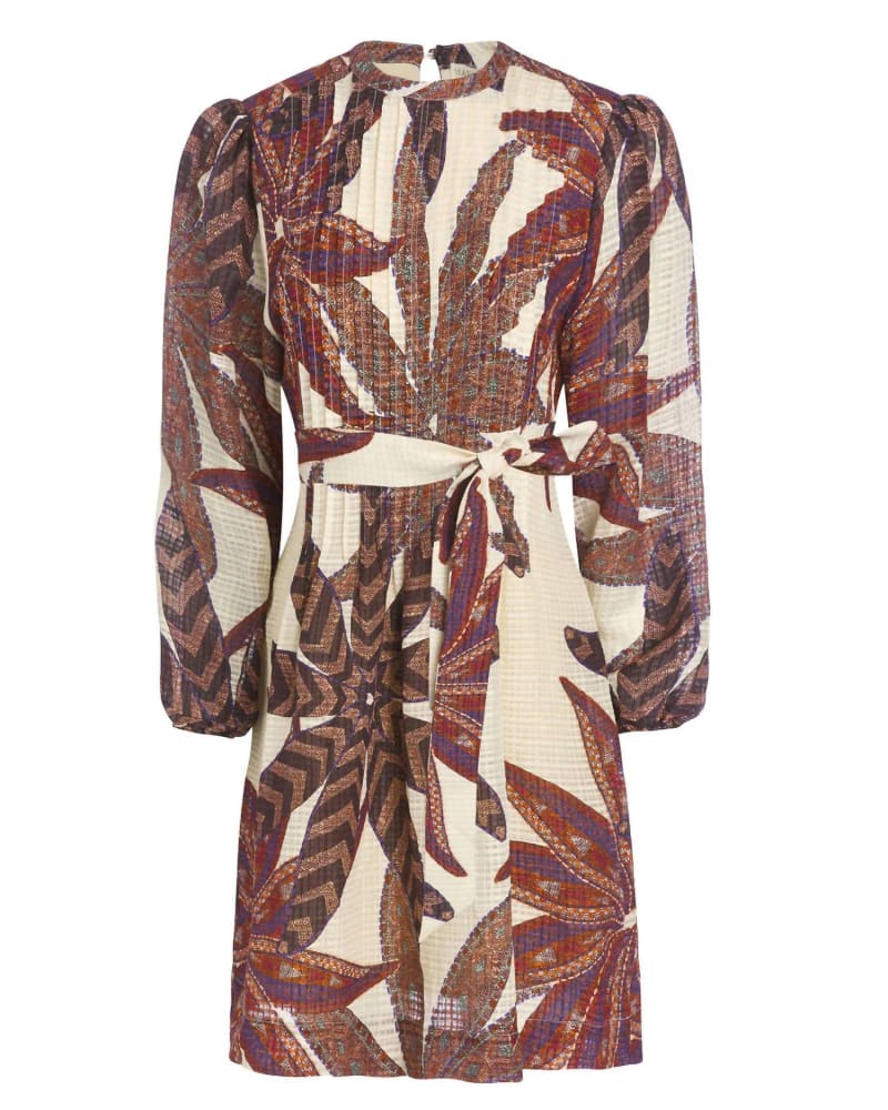 Front of a model wearing a size L Catie Mini Dress In Anise in Anise by Marie Oliver. | dia_product_style_image_id:346931